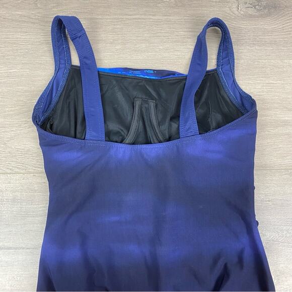 Miraclesuit Blue Watercolor Underwire One Piece Swimsuit Sz.12 - Picture 8 of 14